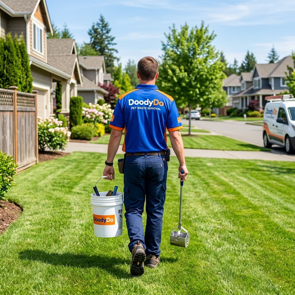 DoodyDo technician in blue shirt